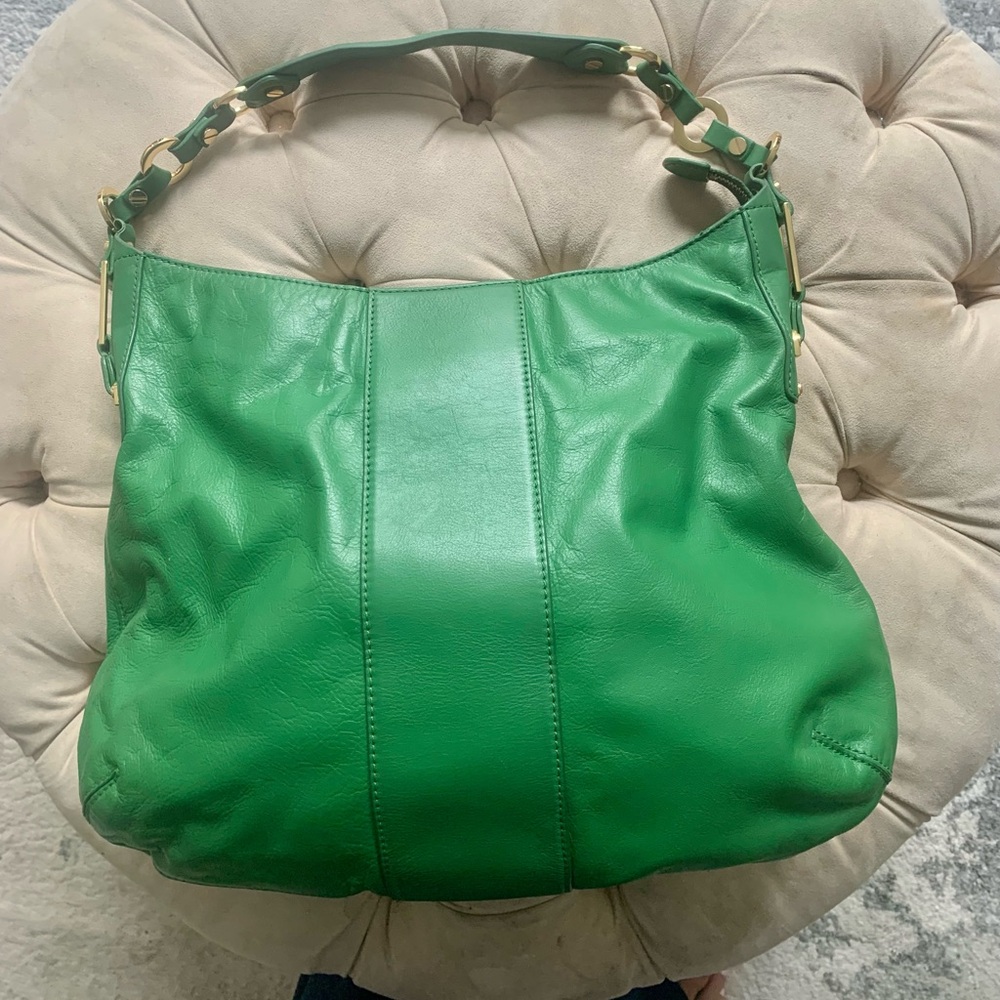 Tory Burch Nico Emerald Green Leather Hobo Bag